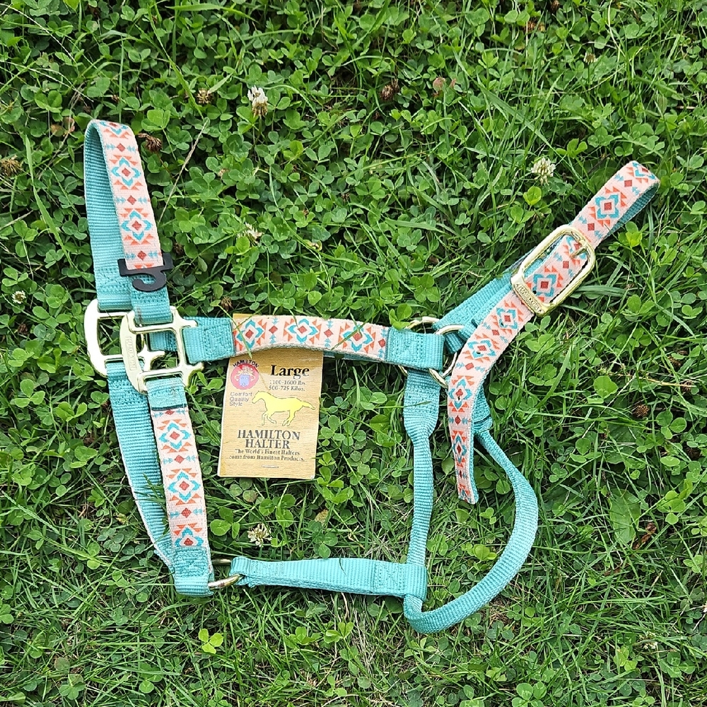 Hamilton Turquoise and Coral Horse Halter